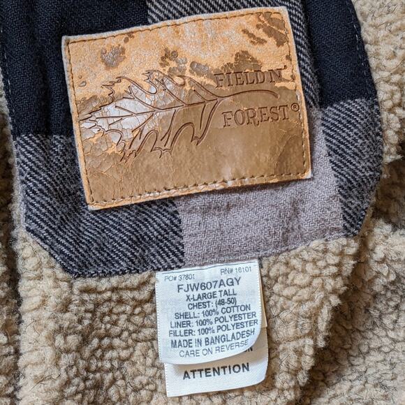 Field N Forest Sherpa Flannel Jacket Men XLT Zip BuffaloPlaid Lumberjack Shacket - Picture 2 of 13